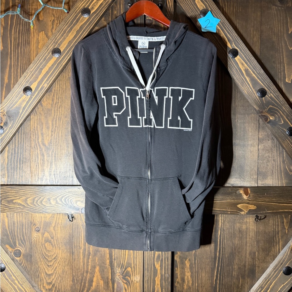 Victoria's Secret PINK Black Full Zip Hoodie – Size Small